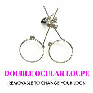 Steampunk Goggles with magnifying loupes UV glow neon pink spiral diffraction lenses