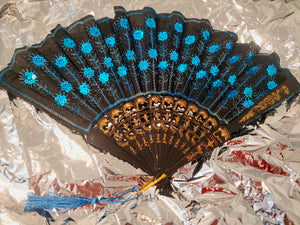Ornate Folding Festival Fan in 8 Colors