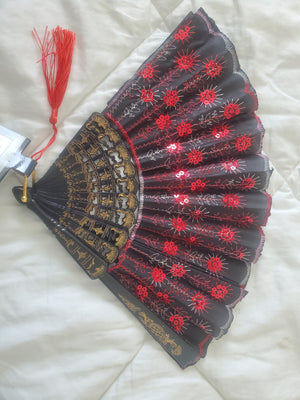 Ornate Folding Festival Fan in 8 Colors