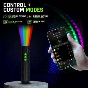 Adam app controlled light with custom modes and playlists.