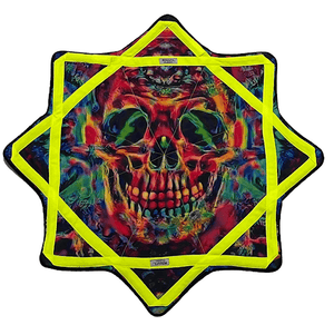 Neon skull art in starburst design