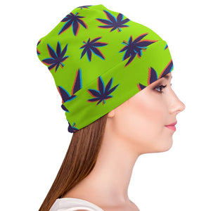 Neon Weed Leaf Full Print Pullover Beanie