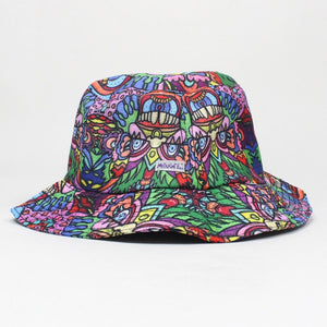 Colorful bucket hat with psychedelic pattern - 52abc12a