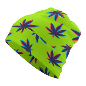 Neon Weed Leaf Full Print Pullover Beanie