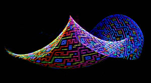 Abstract light art with colorful geometric patterns