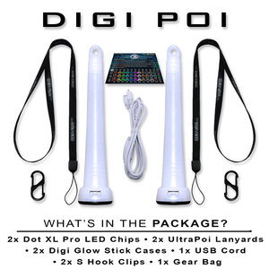 Digi Poi assembled 2024 kit, including glow sticks and accessories.
