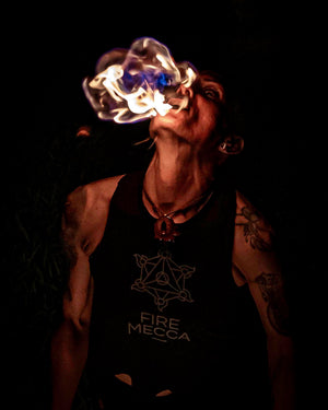 Fire eater with MoonBlaze torch from FIRE MECCA