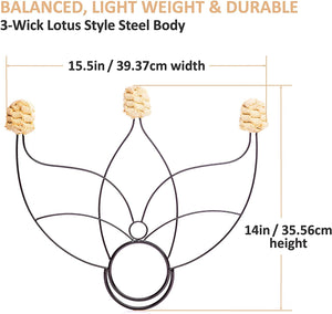 Fire fans with 3 wicks, Lotus style, steel body