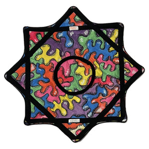 Colorful abstract quilt with black border