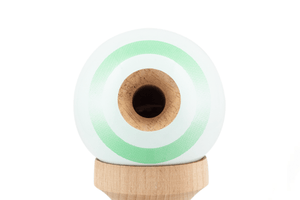 Green and white tama bottom on a kendama