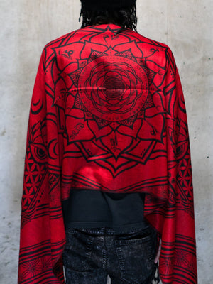 Red mantra shawl