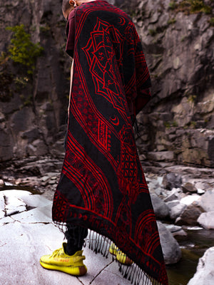 Red and black Mantra shawl