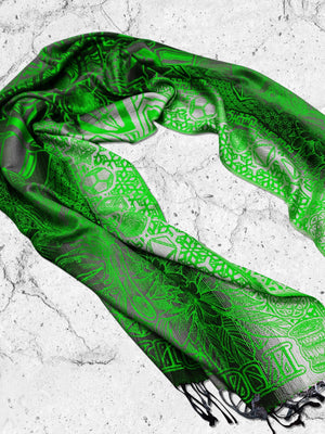 Green marble scarf with neon design