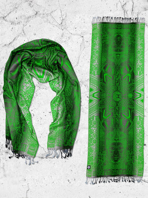 Neon green marble scarf with intricate design