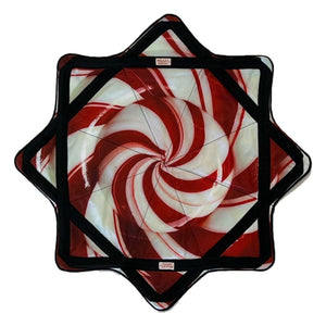 Peppermint swirl design with star-shaped frame.