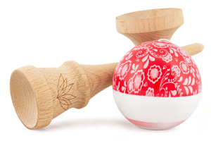 Red Bloom Kendama side view with shadow