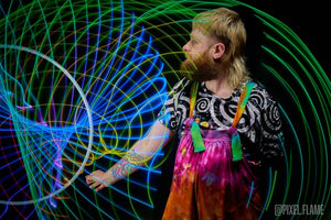 Evan in colorful light art profile