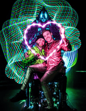 Two men in love holding heart, screenshot Feb 14