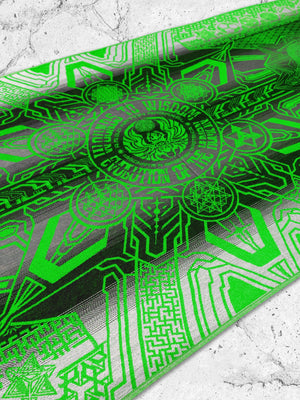 Neon green shawl with intricate pattern