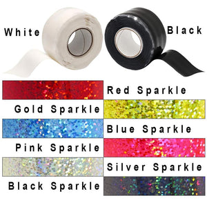White & Black tape, plus red, gold, blue, pink, silver & black sparkle tape.