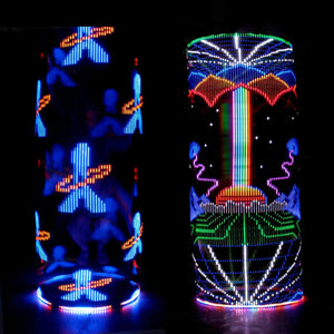 Astral city illuminated pillars with colorful LED light displays