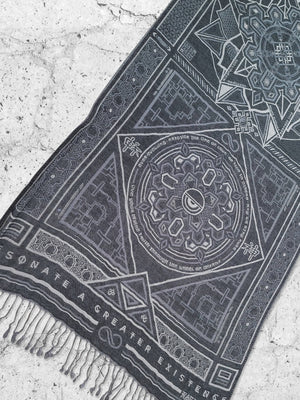 Grey dharma shawl with geometric patterns