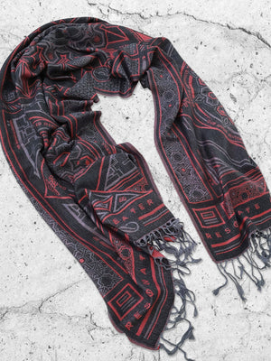 Red dharma shawl with intricate design