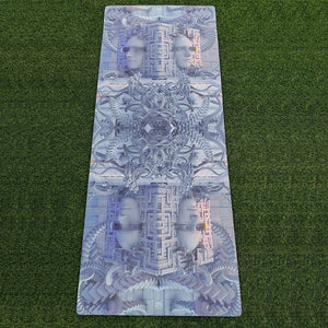 Yoga mat with glass crane design