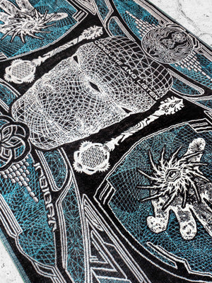 Aqua golden shawl with intricate design