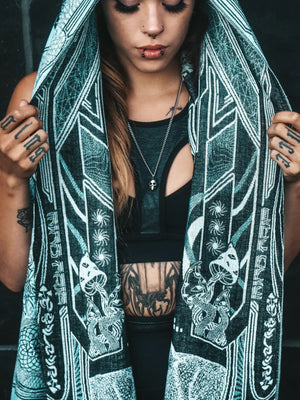 RESTOCKED ✦ GOLDEN TEACHERS V1 • AQUAMARINE • Festival Shawl/Scarf