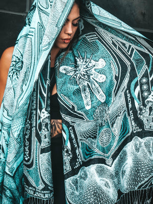 RESTOCKED ✦ GOLDEN TEACHERS V1 • AQUAMARINE • Festival Shawl/Scarf