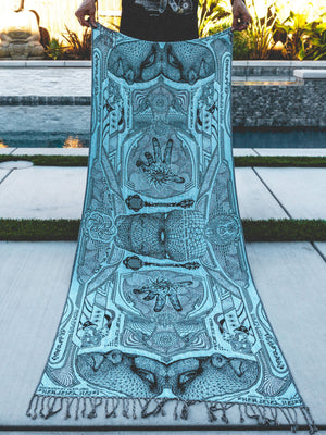 RESTOCKED ✦ GOLDEN TEACHERS V1 • AQUAMARINE • Festival Shawl/Scarf