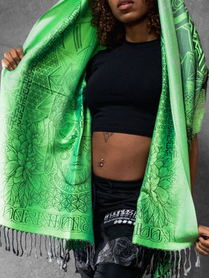 Green Wisdom Shawl on model