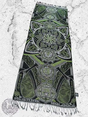 Green Harmony Shawl with Geometric Design