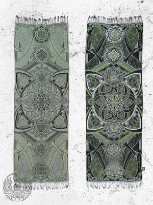 Green Harmony Shawl with Geometric Pattern
