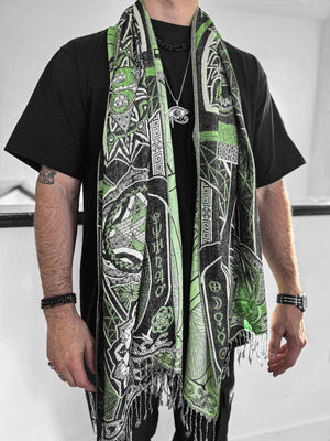 Man wearing harmony green scarf