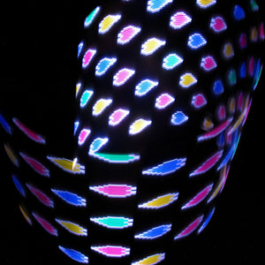 Abstract colorful hearts pattern on black background