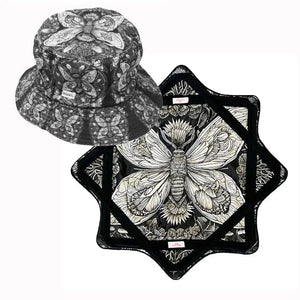 Moth bucket hat & rug combo with matching design