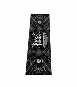 Black gaming mousepad with geometric design.