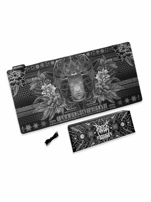 Shopify mousepad with intricate face and floral design