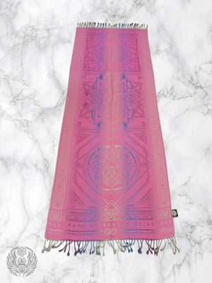 Pink Dharma shawl on marble