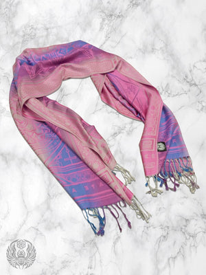 Pink Dharma shawl on marble