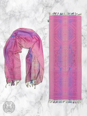 Pink Dharma shawl on marble background