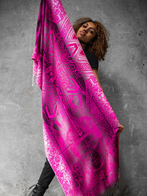 Woman with pink Wisdom shawl