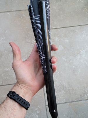 FOREVER EVOLVING SCARAB • BLACK/WHITE • Double-sided XL Bamboo Folding Fan