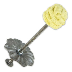 Solid flower set, yellow flower with metal base