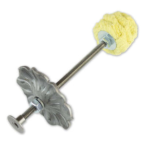 Metal flower and yellow buffing wheel