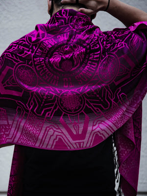 Pink shawl with intricate design, detail from wounds_dvn_pink_shawl_6