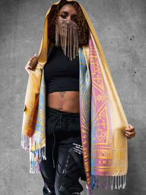 Woman in yellow dharma shawl