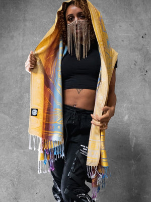 Woman in yellow Dharma shawl